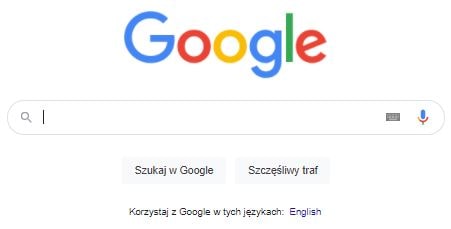 Wyszukiwarka Google okno wyszukiwań i logo firmy Google